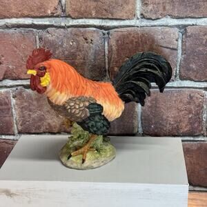 Vintage Rooster‎ Figurine 6.5” Farmhouse Decor Resin Figure Colorful